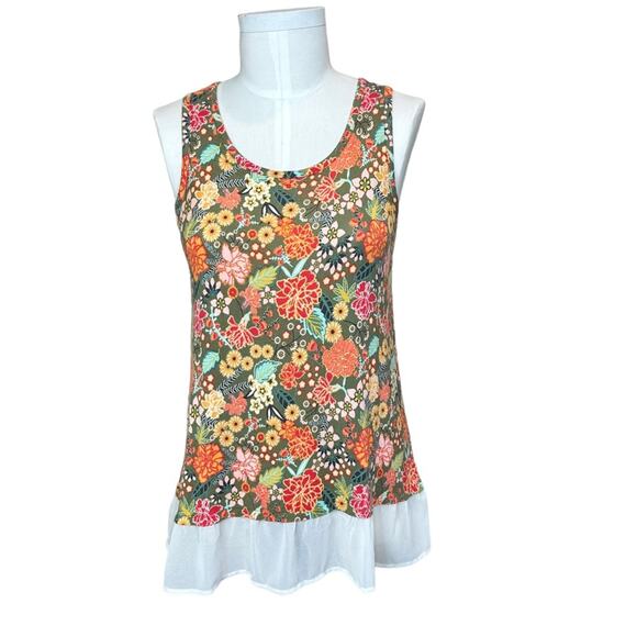 MATILDA JANE Women’s Sleeveless Layered Casual Floral Green Tank Flowy Sz Small - Picture 3 of 16